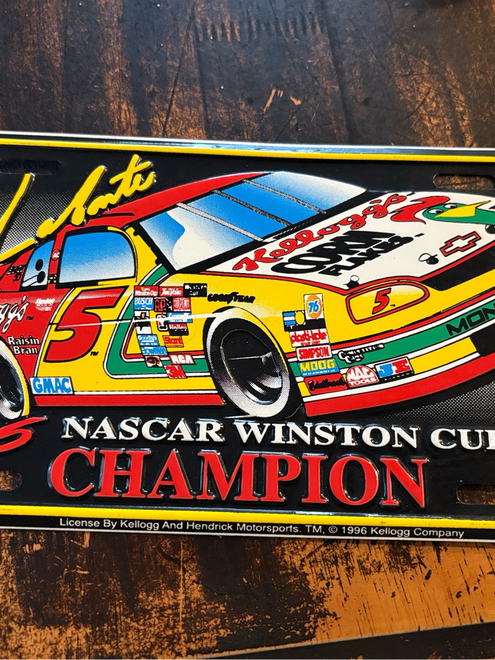 Nascar vehicle license plate vintage